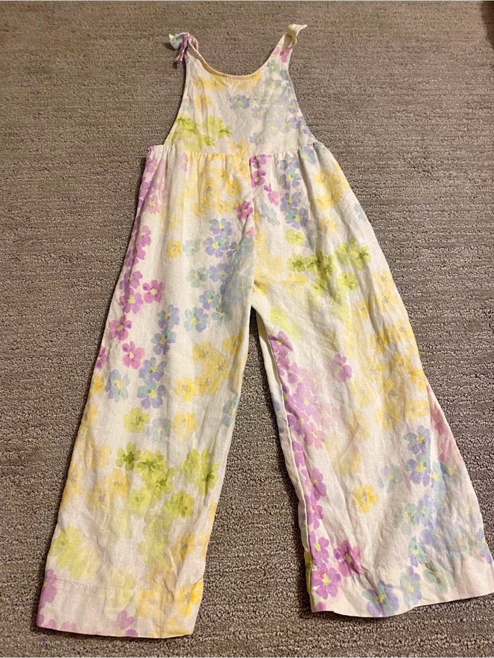 Zara Cream Floral Tie-Shoulder Wide-Leg Jumpsuit